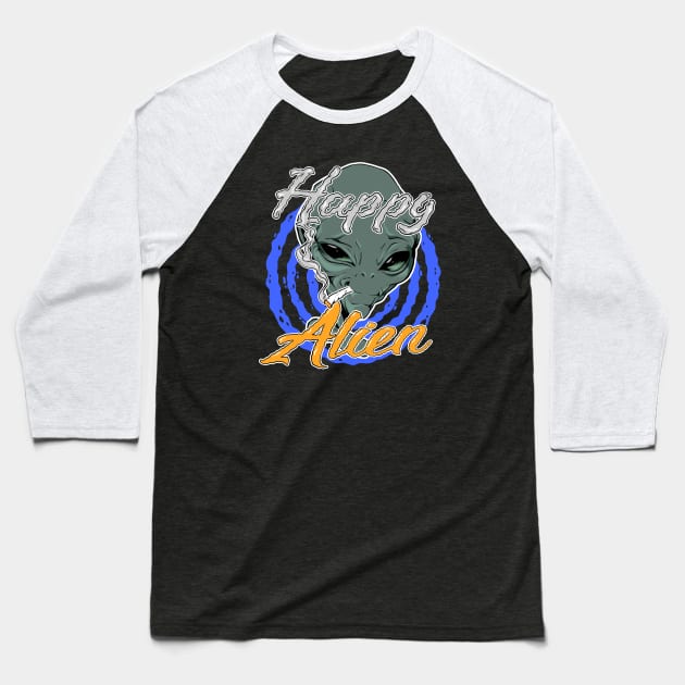 Happy Alien Smoke Baseball T-Shirt by Kraken_Myst